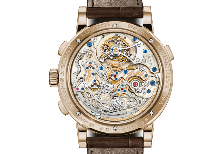 A.LANGE&SÖHNE朗格Datograph Lumen蜂蜜金萬年曆陀飛輪背面